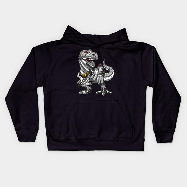 T-Rex Dinosaur Robot Kids Hoodie by underheaven